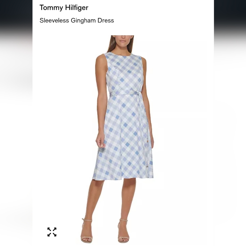 Tommy Hilfiger Light Blue Checkered Midi Dress Size 2